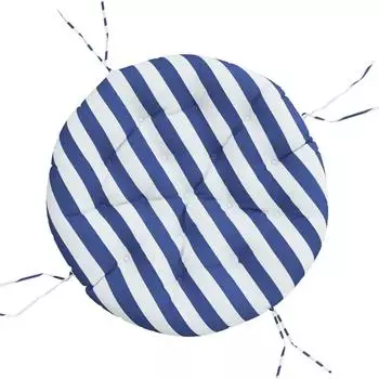 vidaXL Rundes Sitzkissen Blau & Wei&szlig; Gestreift &Oslash;100x11cm Oxford-Gewebe (361977)