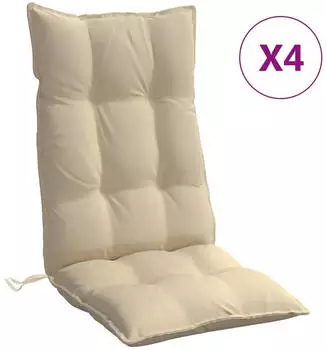 vidaXL Hochlehner-Auflagen 4 Stk. Beige Oxford-Gewebe (377612)