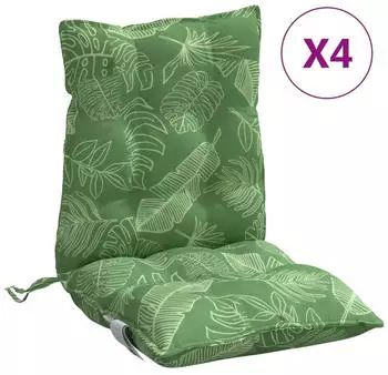 vidaXL Niedriglehner-Auflagen 4 Stk. Blattmuster Oxford-Gewebe (377729)