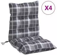 vidaXL Niedriglehner-Auflagen 4 Stk. Grau Karomuster Oxford-Gewebe