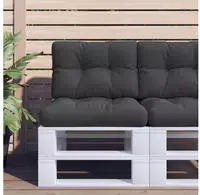 vidaXL Palettenkissen 2-tlg. Schwarz Stoff
