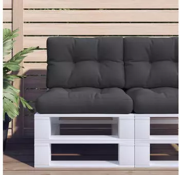 vidaXL Palettenkissen 2-tlg. Schwarz Stoff (360674)