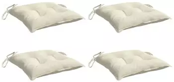 vidaXL Stuhlkissen 4 Stk. Cremewei&szlig; 40x40x7cm Oxford-Gewebe (361457)
