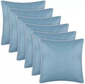 Bestlivings Outdoor Kissen mit Wei&szlig;er Paspel T&uuml;rkis 6er Pack