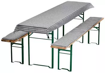 NYVI Bierbankauflagen Set 240x90cm Grau Kariert