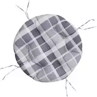 vidaXL Kissen Rund Grau Karomuster &Oslash; 60x11 cm Oxford-Gewebe