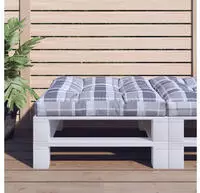 vidaXL Palettenkissen Grau Karomuster 80x80x12 cm Stoff