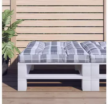 vidaXL Palettenkissen Grau Karomuster 80x80x12cm Stoff (360505)