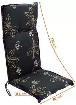 Spetebo Hochlehner Auflage "Senegal" Schwarz, Universal (2226)