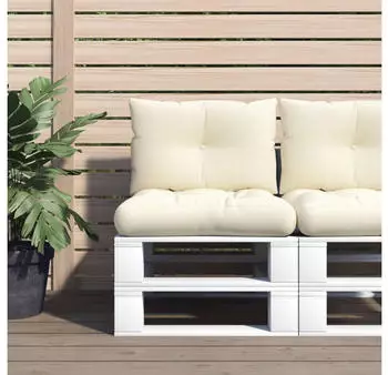 vidaXL Palettenkissen 2-tlg. Creme Stoff (360836)