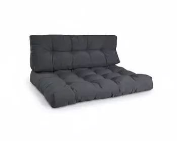 Beautissu ECO Style Palettenkissen Sitz 120x80x15cm Graphitgrau + R&uuml;cken 1tlg