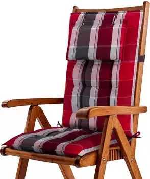 Beautissu Sun-HL Hochlehner 119x50x8cm Rot-Anthrazit-Gestreift