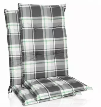 Beautissu 2er Set Hochlehner Auflagen Set 120x50cm Polster Mintgr&uuml;n Kariert