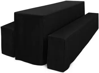 Beautissu 3tlg Biertischhussen Set f&uuml;r Bierzeltgarnitur 220x70cm Schwarz