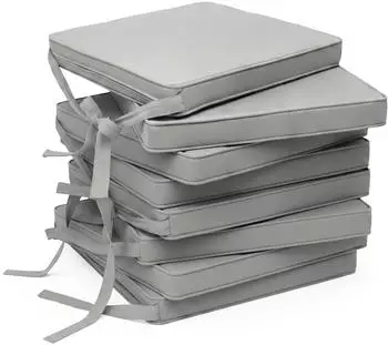Beautissu 8er Set Loft SK Stuhlkissen 45x40cm mit B&auml;ndern Rutschfest Hellgrau