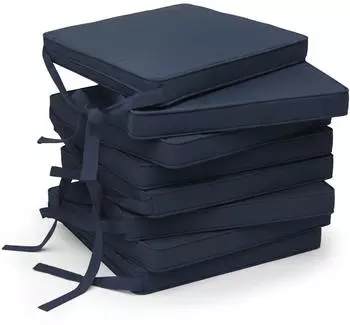 Beautissu 8er Set Loft SK Stuhlkissen 45x40cm mit B&auml;ndern Rutschfest Dunkelblau