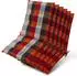 Beautissu Niedriglehner Auflage 6er Set 105x50x8cm UV-beständig Orange-Beige Kariert