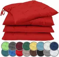 NatureMark 4er Set Stuhlkissen mit B&auml;ndern 40x40 cm &ndash; Gef&uuml;llte Sitzkissen,
