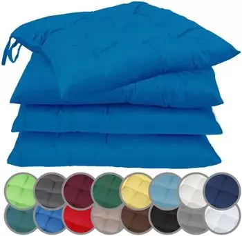 NatureMark Stuhlkissen 4er-Set mit B&auml;ndern 40x40cm, K&ouml;nigsblau (NM-CCS-170-RB-44)