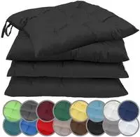 NatureMark 4er Set Stuhlkissen mit B&auml;ndern 40x40 cm &ndash; Gef&uuml;llte Sitzkissen,