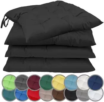 NatureMark Stuhlkissen mit B&auml;ndern 40x40cm, schwarz, 4er-Set (NM-CCS-170-BK-44)