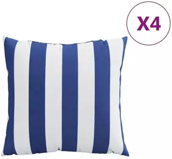 vidaXL Zierkissen gestreift, blau/wei&szlig;, 60x60cm, 4er-Set