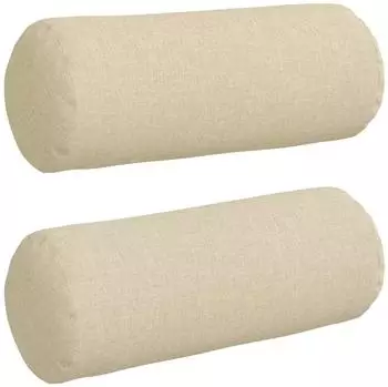 vidaXL Bolsterkissen 2er-Set creme &Oslash;15x40cm Stoff (42014275)