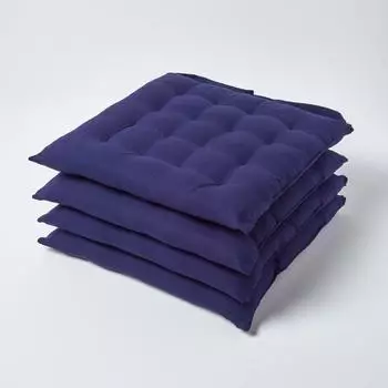 Homescapes Stuhlkissen 40x40cm Baumwolle dunkelblau 4er-Set