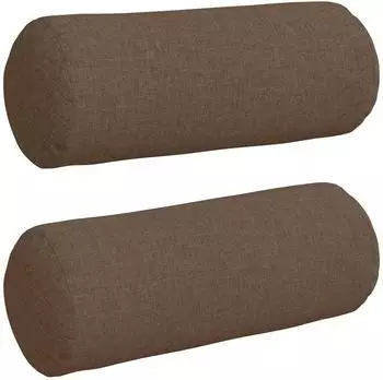 vidaXL Bolsterkissen 2 Stück, Stoff, braun, Ø15x40cm (42014272)