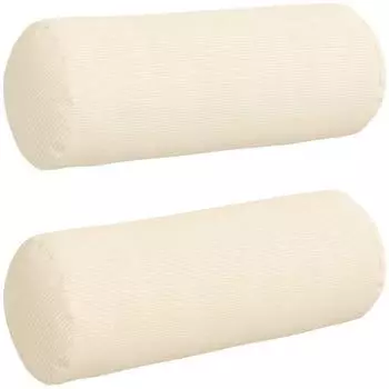 vidaXL Bolsterkissen 2 Stück, Cordstoff, creme, Ø25x70cm (42014348)