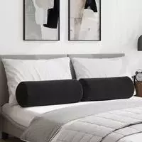 vidaXL Bolsterkissen 2 St&uuml;ck Schwarz &Oslash; 25 x 70 cm Cordstoff
