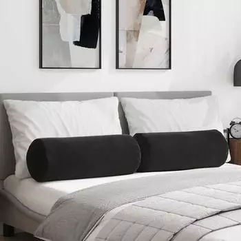 vidaXL Bolsterkissen 2 Stück Ø25x70cm Cordstoff schwarz (42014334)