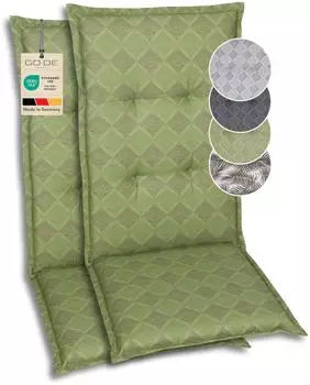 GO-DE Gartenauflage Hochlehner Raute 2er Set 120x50x6cm Gr&uuml;n (19244)