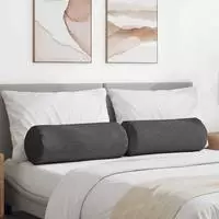 vidaXL Bolsterkissen 2 St&uuml;ck Dunkelgrau &Oslash; 25 x 70 cm Cordstoff