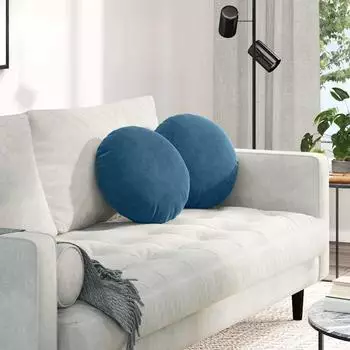 vidaXL Sitzkissen 2er-Set, blau, Ø40x13cm, Samt (42014136)