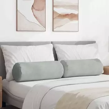vidaXL Bolsterkissen 2 Stück hellgrau Ø25x70cm Cordstoff (42014328)