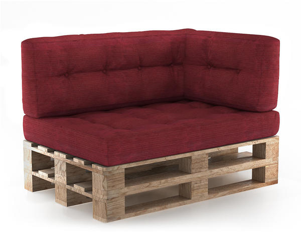 VICCO Set Sitzkissen + Rückenkissen + Seitenkissen Höhe 15cm rot