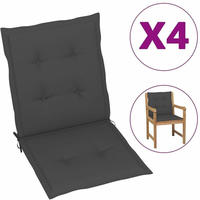 vidaXL Gartenstuhlauflagen f&uuml;r Niedriglehner 4 Stk. Anthrazit