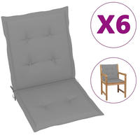 vidaXL Gartenstuhlauflagen f&uuml;r Niedriglehner 6 Stk. Grau Oxford-Gewebe