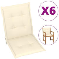 vidaXL Gartenstuhlauflagen f&uuml;r Niedriglehner 6 Stk. Creme 100x50x3 cm
