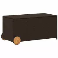 vidaXL Gartentruhe mit Rollen Braun 190L Poly Rattan