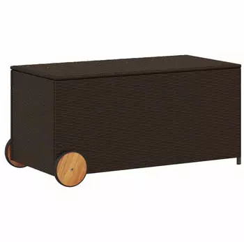 vidaXL Gartentruhe mit Rollen 190L Poly Rattan Braun