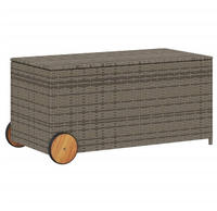 vidaXL Gartentruhe mit Rollen Grau 190L Poly Rattan
