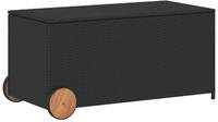 vidaXL Gartentruhe mit Rollen Schwarz 190L Poly Rattan