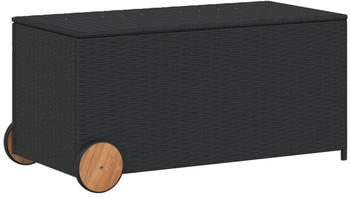 vidaXL Gartentruhe mit Rollen 190L Poly Rattan Schwarz