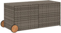 vidaXL Gartentruhe mit Rollen Grau 283L Poly Rattan