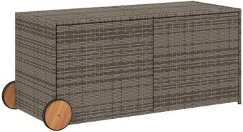 vidaXL Gartentruhe mit Rollen 283L Poly Rattan Grau
