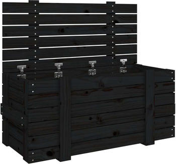 vidaXL Truhe 91x40,5x42cm Massivholz Kiefer Schwarz