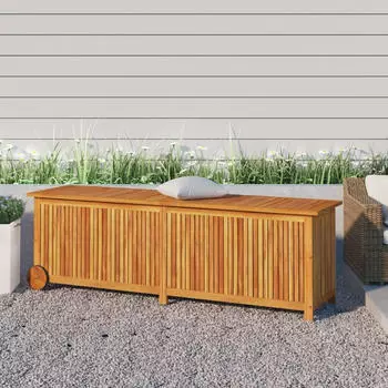 vidaXL Gartentruhe mit Rollen 150x50x58cm Massivholz Akazie