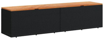 vidaXL Gartentruhe 220x50x54cm Poly Rattan Akazienholz Schwarz